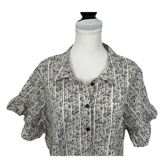 Lane Bryant Blouse Plus Size 22 V Neck Ruffled Short Sleeves 100% Cotton Shirt - Picture 2 of 9